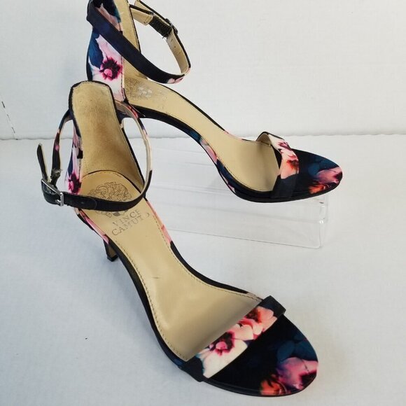 Vincent Camuto Feminine All Over Floral Print Jesta Heel Peep Toe Sandals Sz 7 - Picture 2 of 15